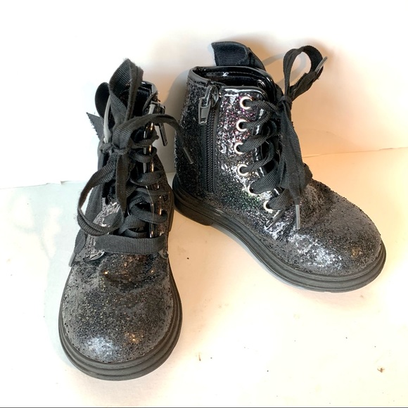 JOJO SIWA Black Glitter/Sparkle Bow High-Top Sneakers—SZ. 6 - Picture 1 of 16